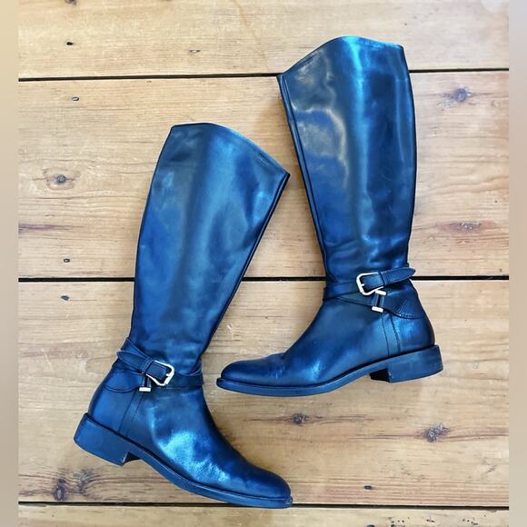 Geox Shoes - Geox Black Leather Knee-High Boots Size 39 (US 8)